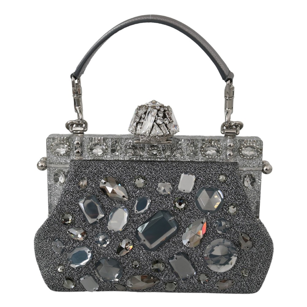 Dolce & Gabbana Silver VANDA Crystal Clutch Handbag Shoulder Purse - Picture 3 of 5